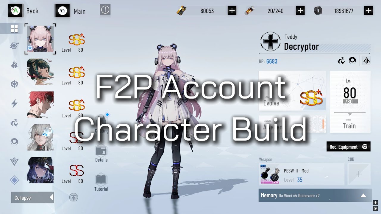 Punishing Gray Raven (Global) Free Teddy SSS+ Rank Character Build F2P Account #pgr #f2p #guide