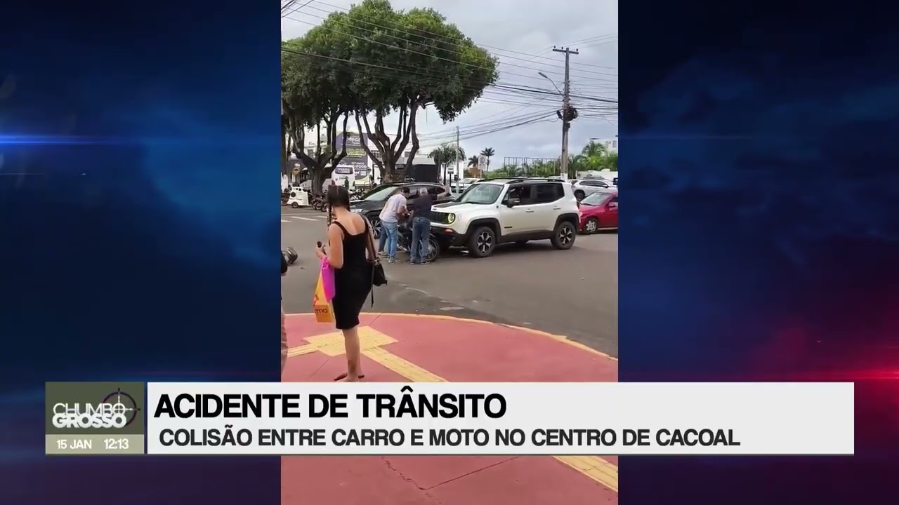 COLISÃO ENTRE CARRO E MOTO NO CENTRO DE CACOAL