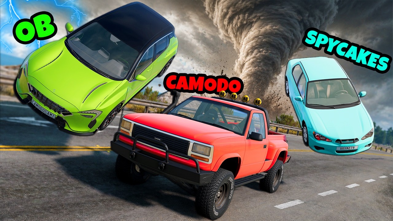 We Drove Into a GIANT EF5 Tornado in Multiplayer! (BeamNG Drive Mods)
