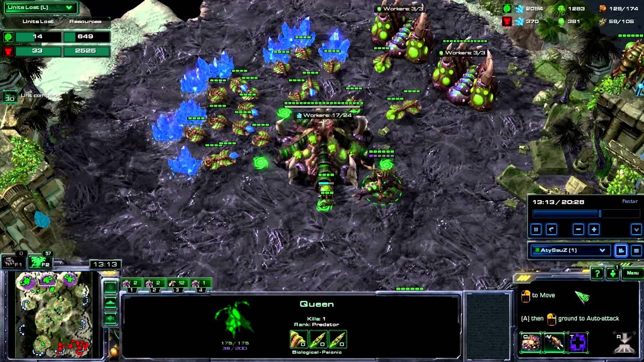 Starcraft 2 Heart of the Swarm Ladder Gameplay [HD]