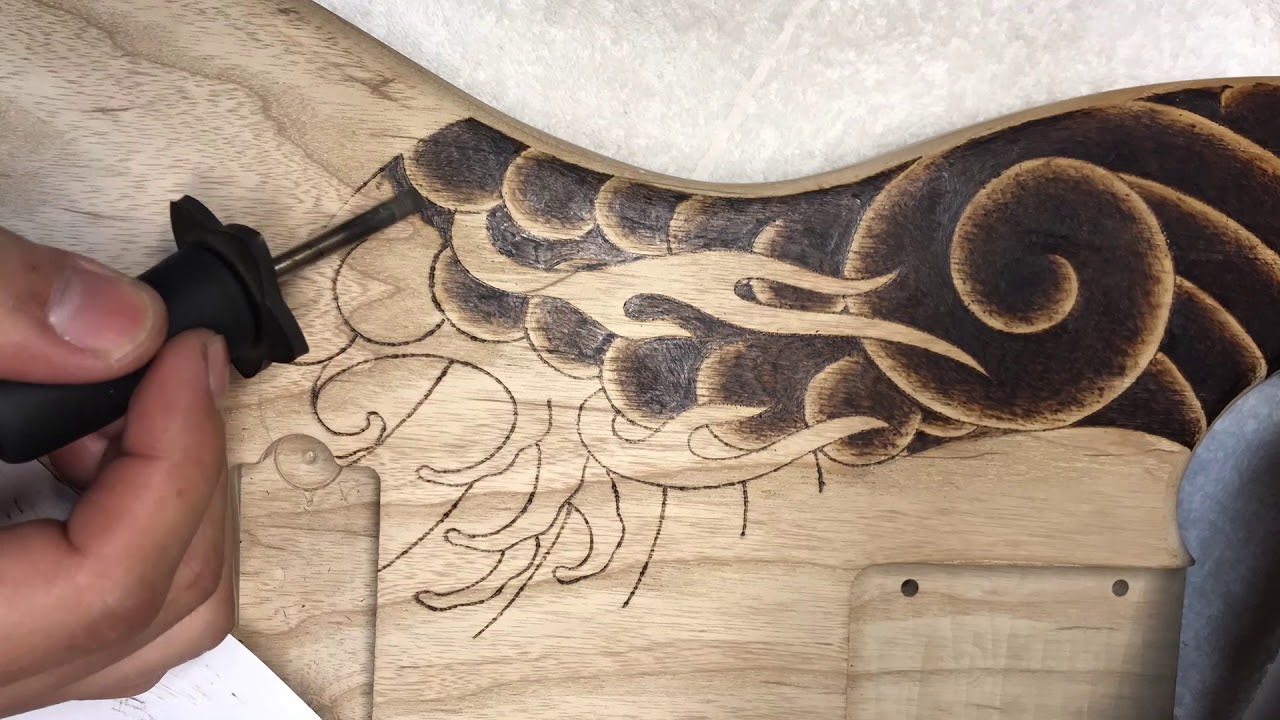 WOODBURNING[JAPANESE TRADITIONAL TATTOO STYLE BASS GUITAR]