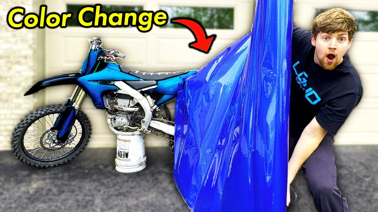 Wrapping My YZ450F Dirt Bike With Custom Blue Vinyl (Color Change)