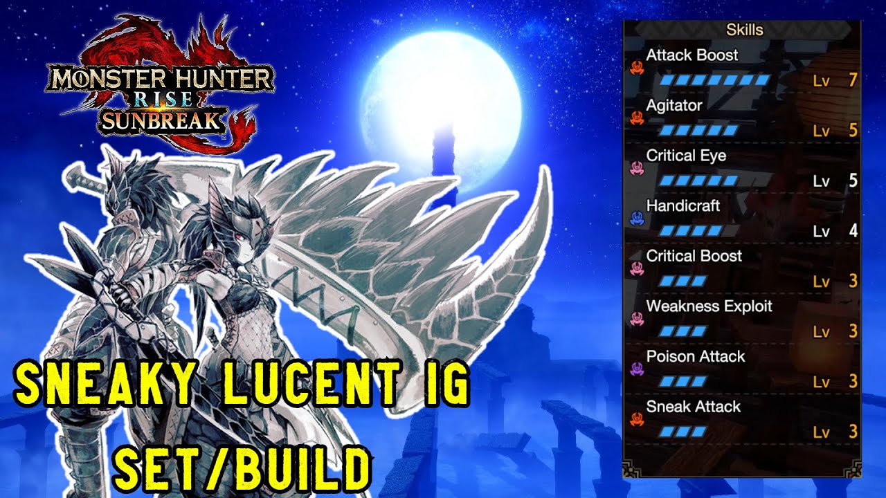 MHRise Sunbreak - Sneaky SET/BUILD Lucent Nargacuga Insect Glaive - Best Qurio Augmentations