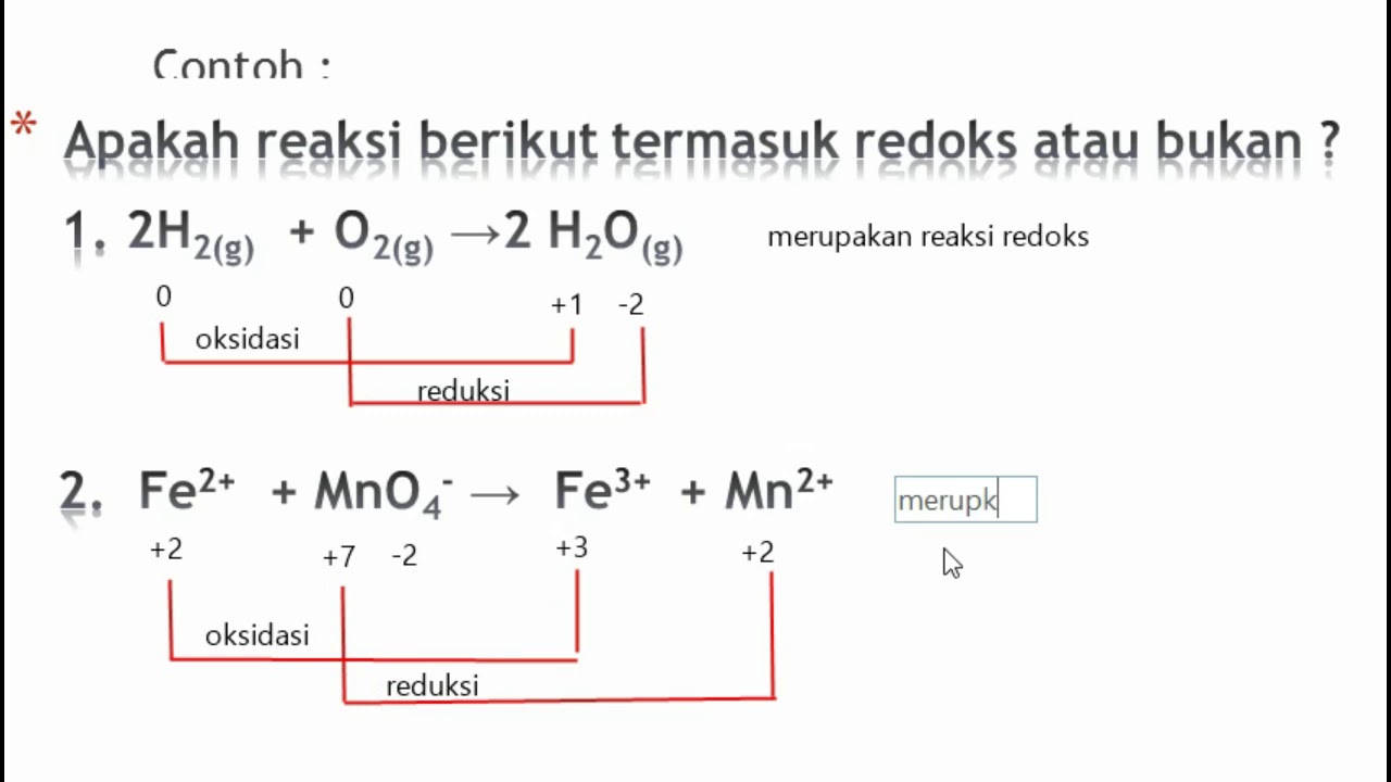 Menentukan reaksi redoks atau bukan berdasarkan perubahan biloks