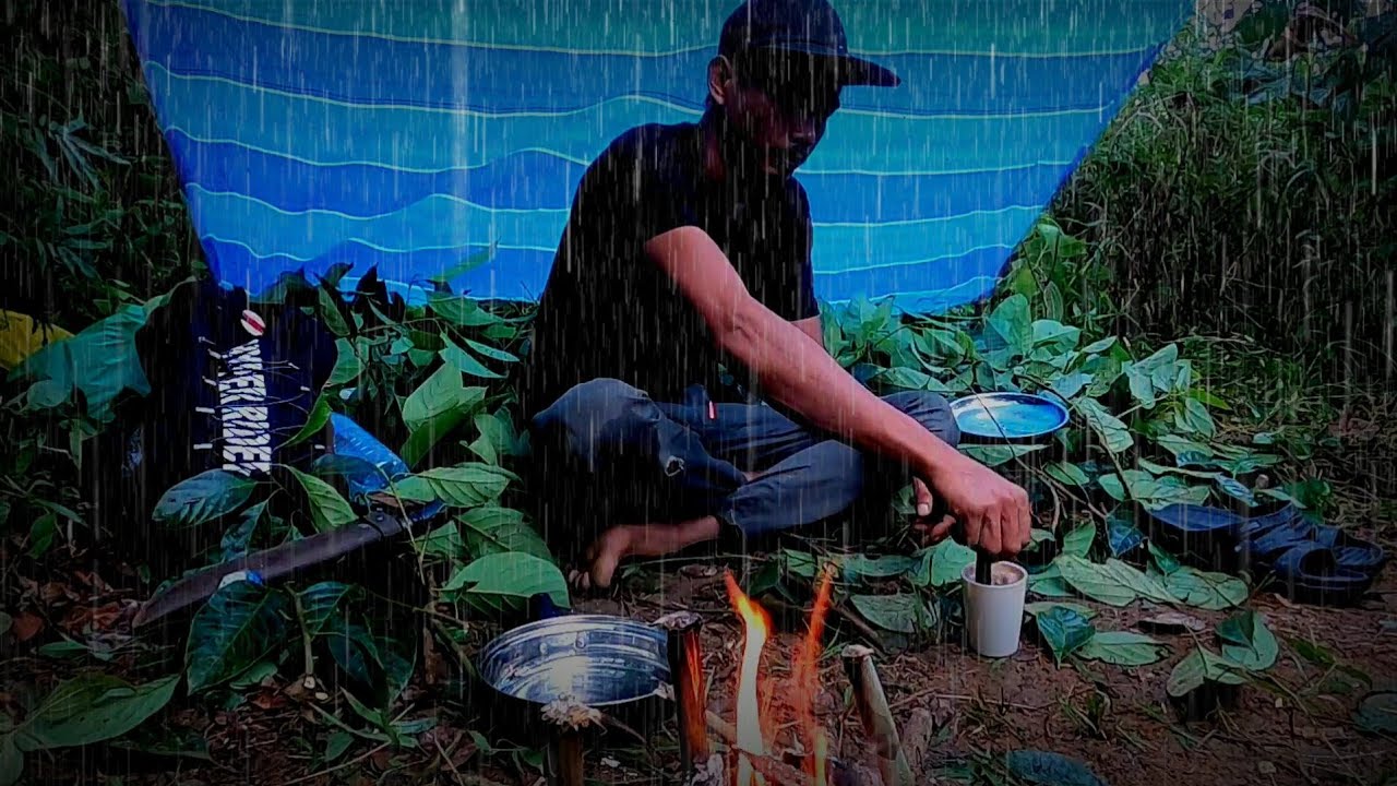 SOLO CAMPING Membangun shelter sederhana ASMR #solocamping #solobushcraft
