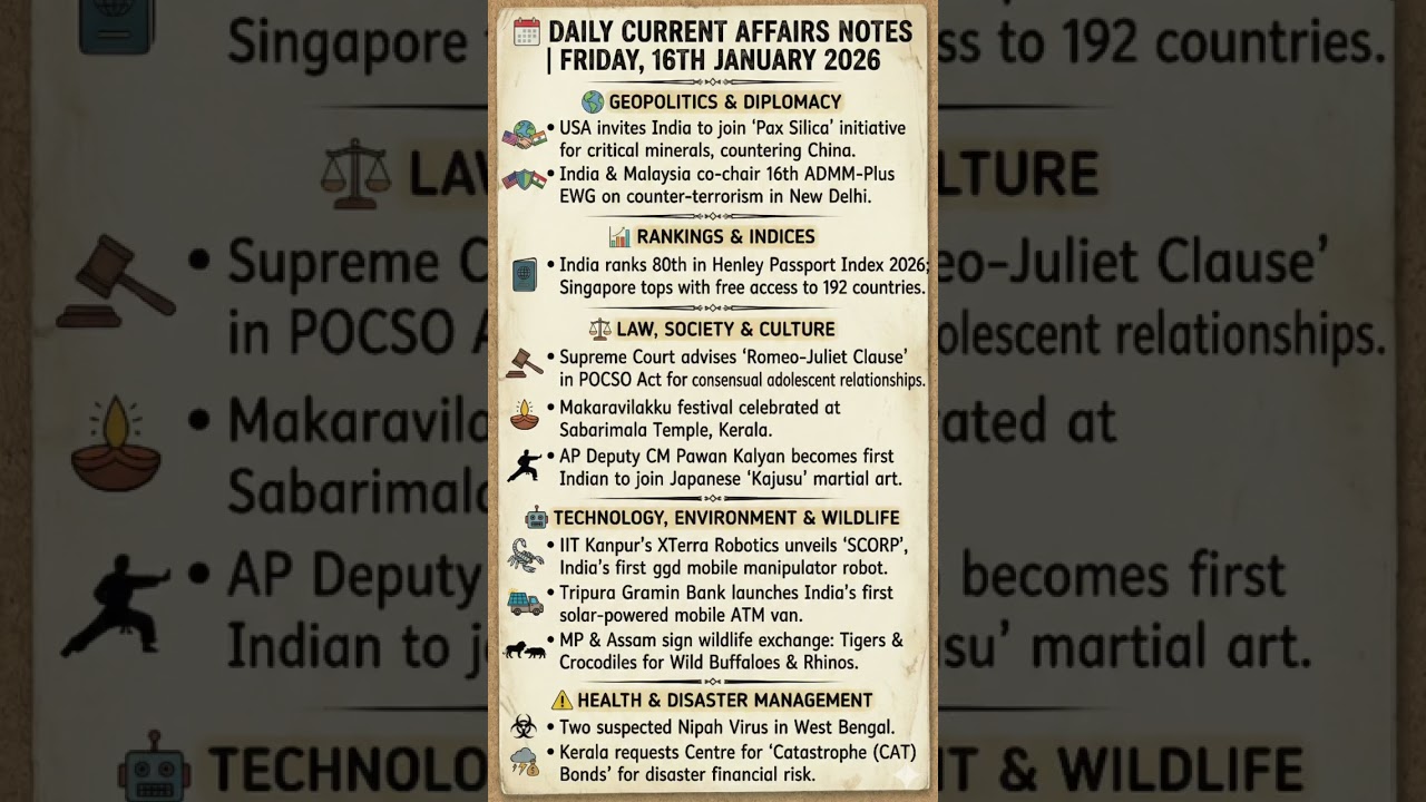 📢Daily Current Affairs 16 January 2026