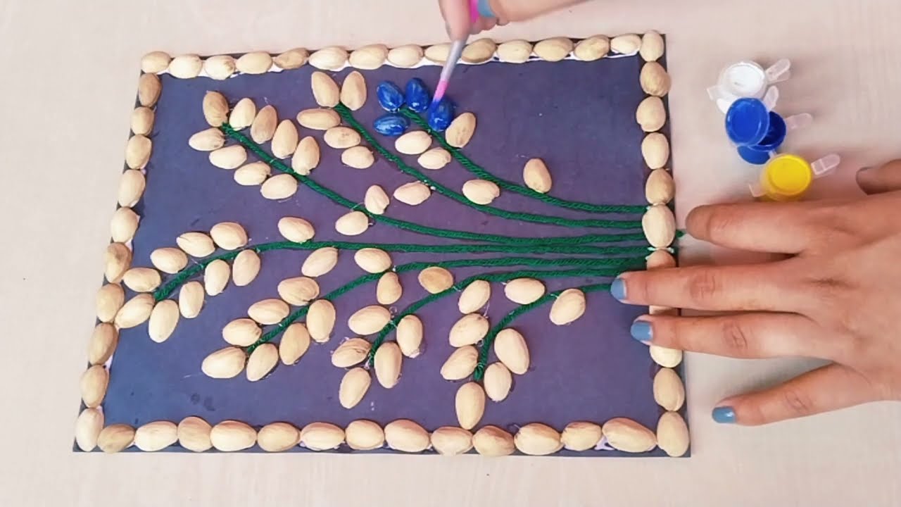 Waste pistha shell craft ideas, pistachio shell craft, easy home decor ideas, Wall hanging craft