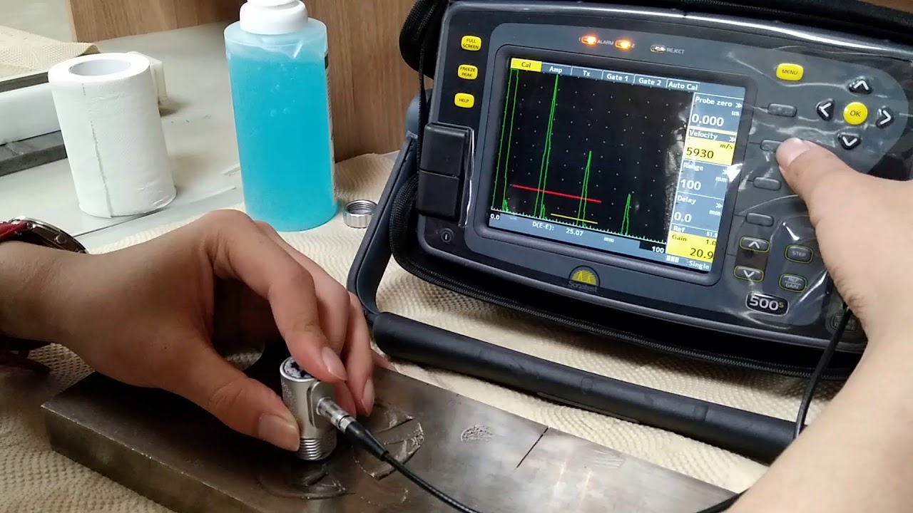 초음파탐상검사실습(수직탐촉자이용),sonatest 사 500s 장비-노명수