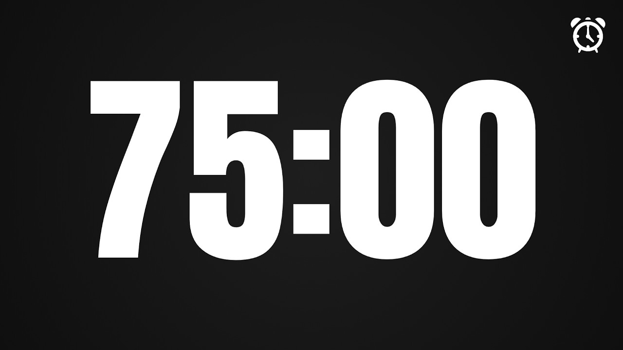 75 Minute Countdown Timer (1 Hour 15 Minutes) | 75:00 Timer | 4500 Seconds | Clean 4K UHD | HOW TO