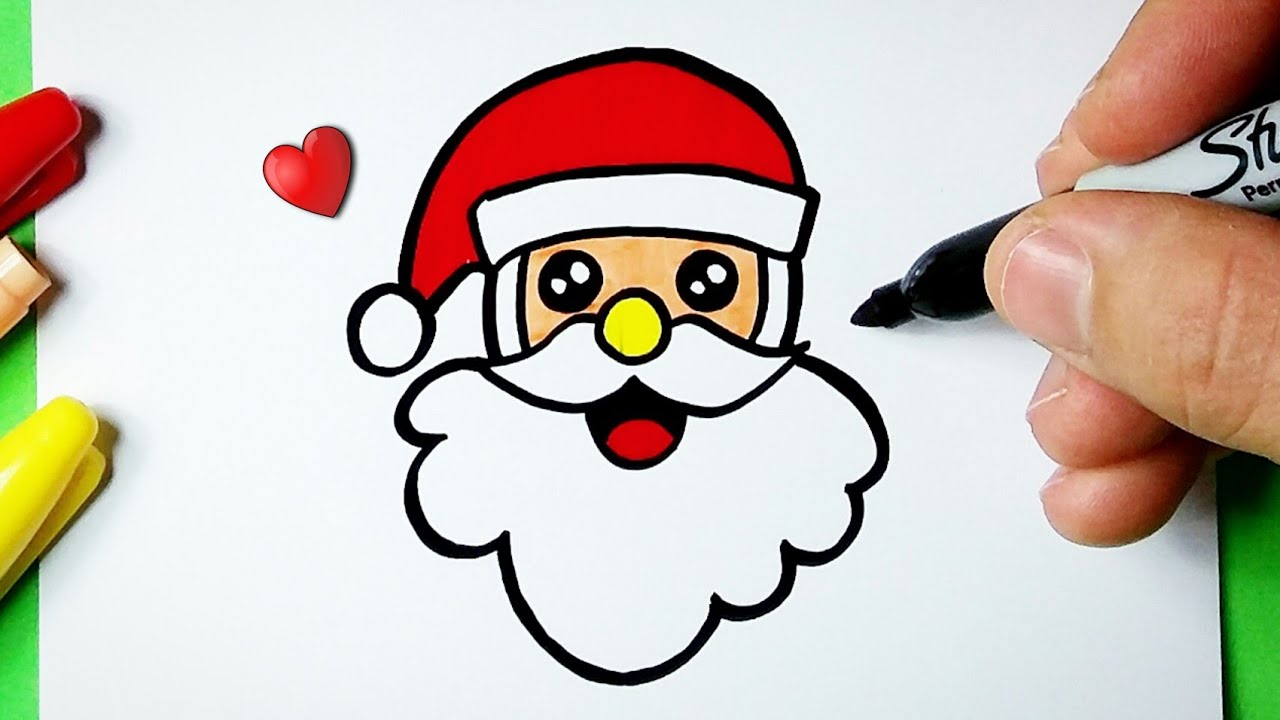 Como desenhar Papai Noel Kawaii Santa Claus fofo ❤ Desenhos de Natal - Desenho para Desenhar
