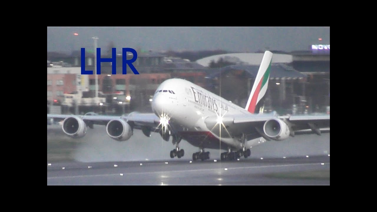 Plane Spotting * Wet  Runway Takeoffs* RW27R,  London Heathrow Airport
