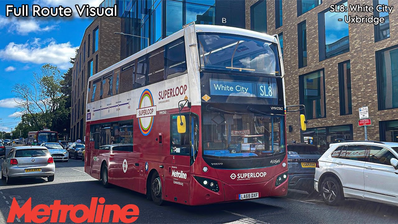 Full Route Visual | London Superloop Route SL8: White City - Uxbridge Station (VMH2572 - LA68 DWU)