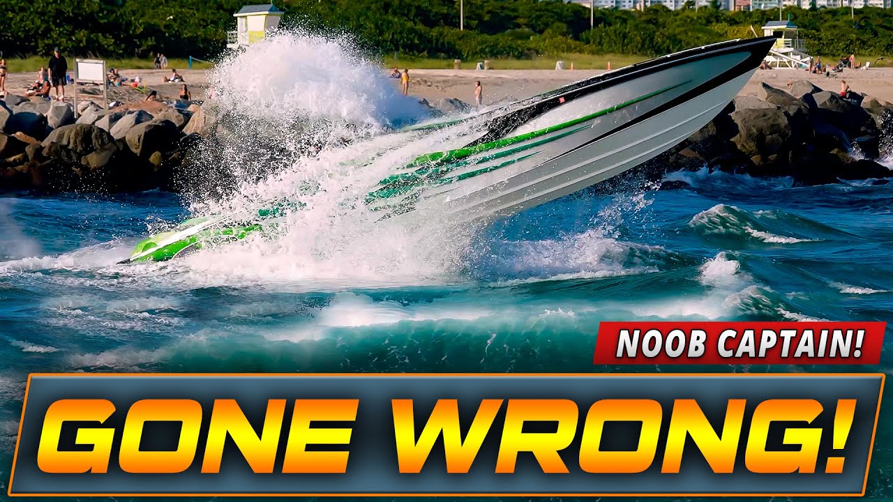 NOOB CAPTAIN TURNS HIS POWERBOAT INTO A SUBMARINE AT HAULOVER INLET !! | HAULOVER BOATS | WAVY BOATS