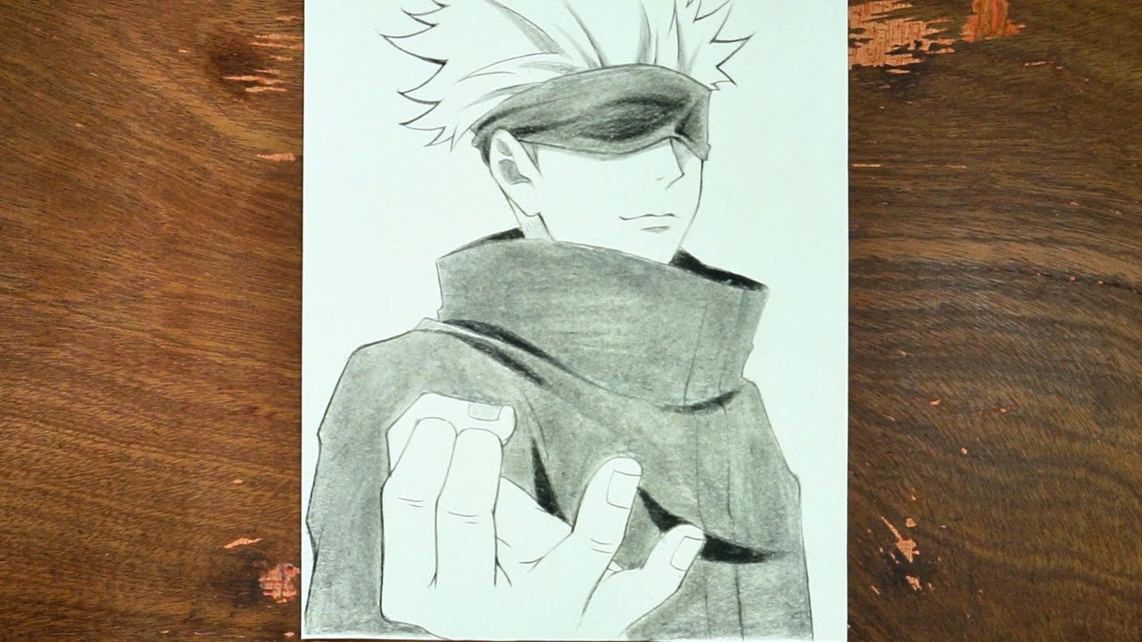 Gojo Satoru Pencil Drawing | Simple Anime Drawing Tutorial – Jujutsu Kaisen