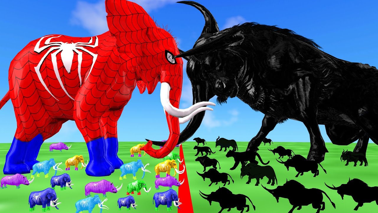 Spidey Elephant Mammoth vs Shadow Animals Itself Size Comparison Epic Battle Animal Revolt Battle
