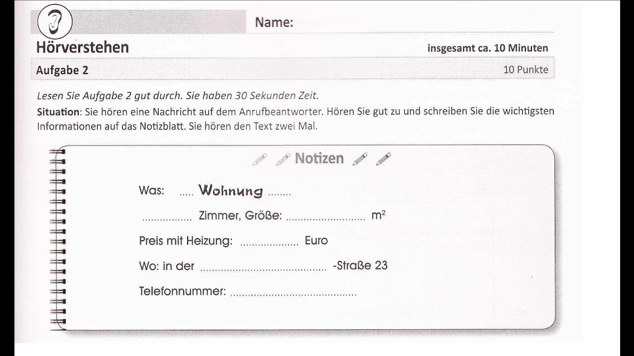 Hörverstehen A1 / ÖSD A1 Modellsatz Nr.3