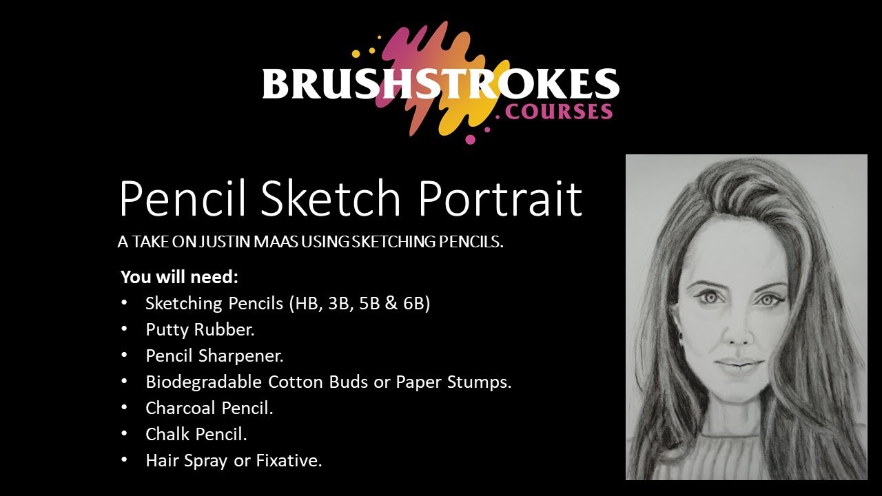 Pencil, Charcoal and Chalk Portrait Time Lapse of Angelina Jolie