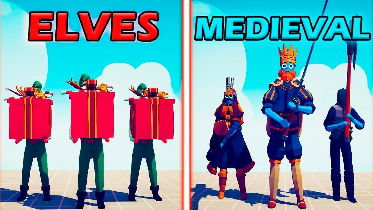 PRESENT ELF TEAM vs MEDIEVAL TEAM - Totally Accurate Battle Simulator | TABS