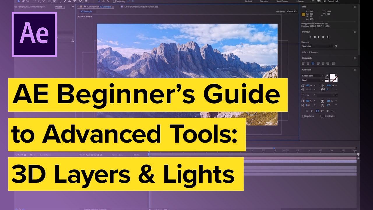 After Effects Beginner’s Guide to Advanced Tools: 3D Layers & Lights