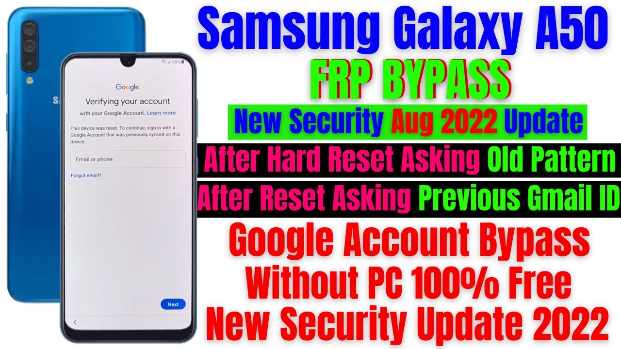 Samsung Galaxy A50 (SM-A505f) Frp Bypass Without PC 100% Free New Security Update Aug 2022