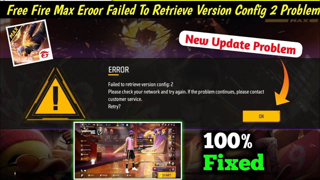 Free Fire Max Error Failed To Retrieve Version Config 2 Problem | Free fire Open Problem Solve 