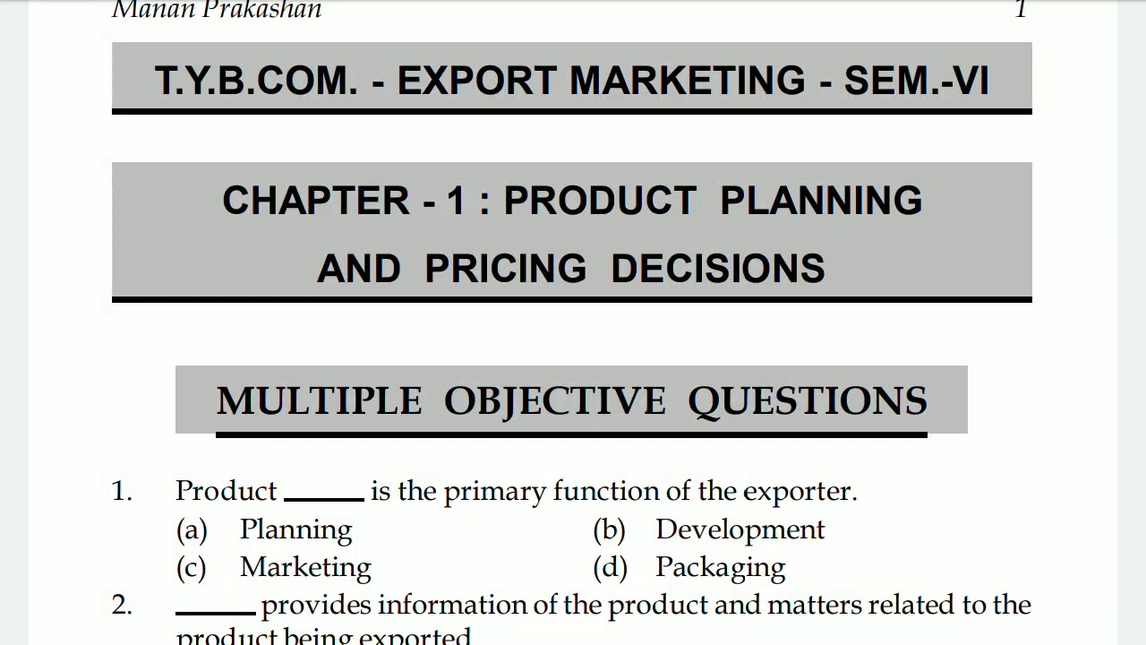EXPORT MARKETING FULL MCQ PREPARATION