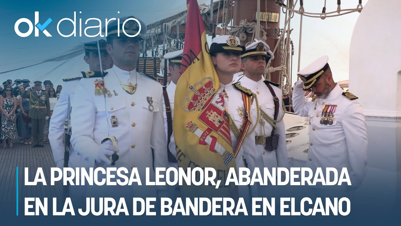 La Princesa Leonor, abanderada en la jura de bandera en Elcano