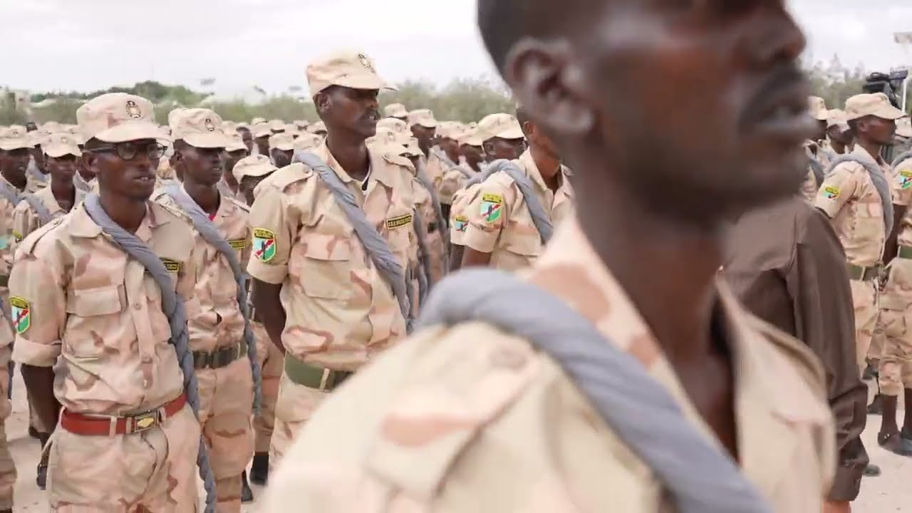 Madaxweyne Xasan Sheekh oo kormeray Xeryaha Ciidamada Xogga ee tababarka kusoo qatay dalka Ereteriya