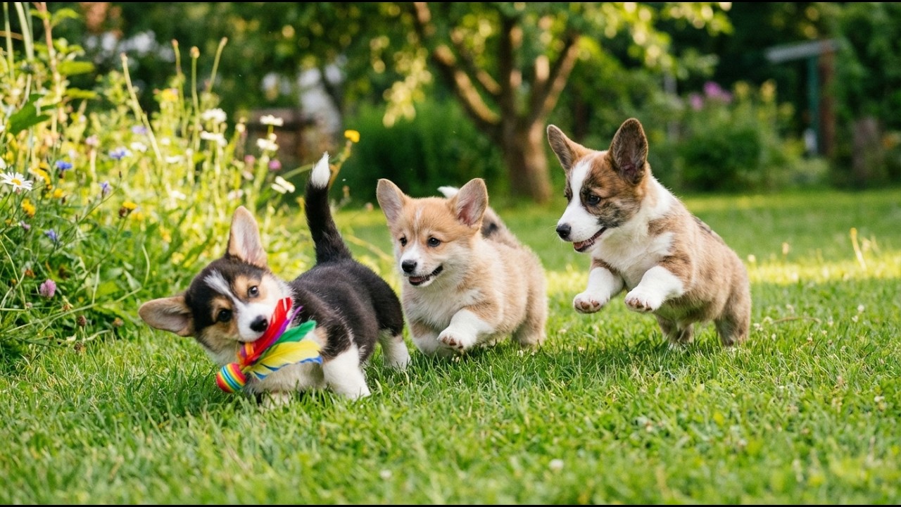 🧸🐶 Puppies Competing for Their Favorite Toys | Cute Outdoor Dog Video