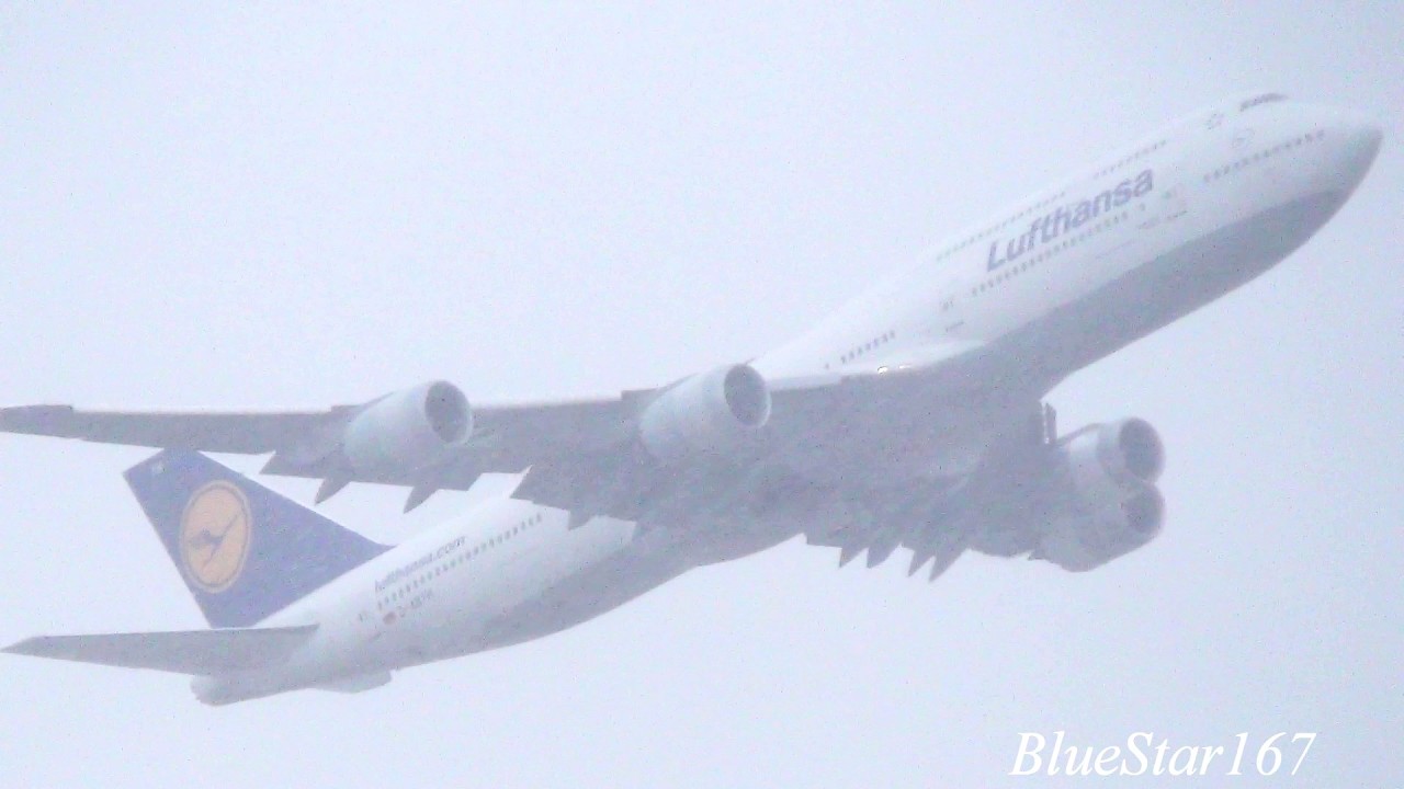 Lufthansa Boeing 747-8I (D-ABYH) takeoff from FRA/EDDF (Frankfurt - am Main) RWY 25C