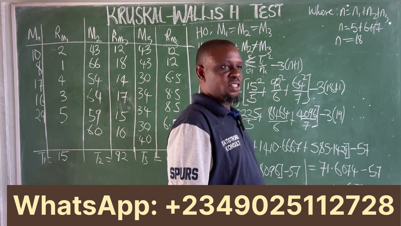 Kruskal-Wallis H Test: Solved example on unequal groups