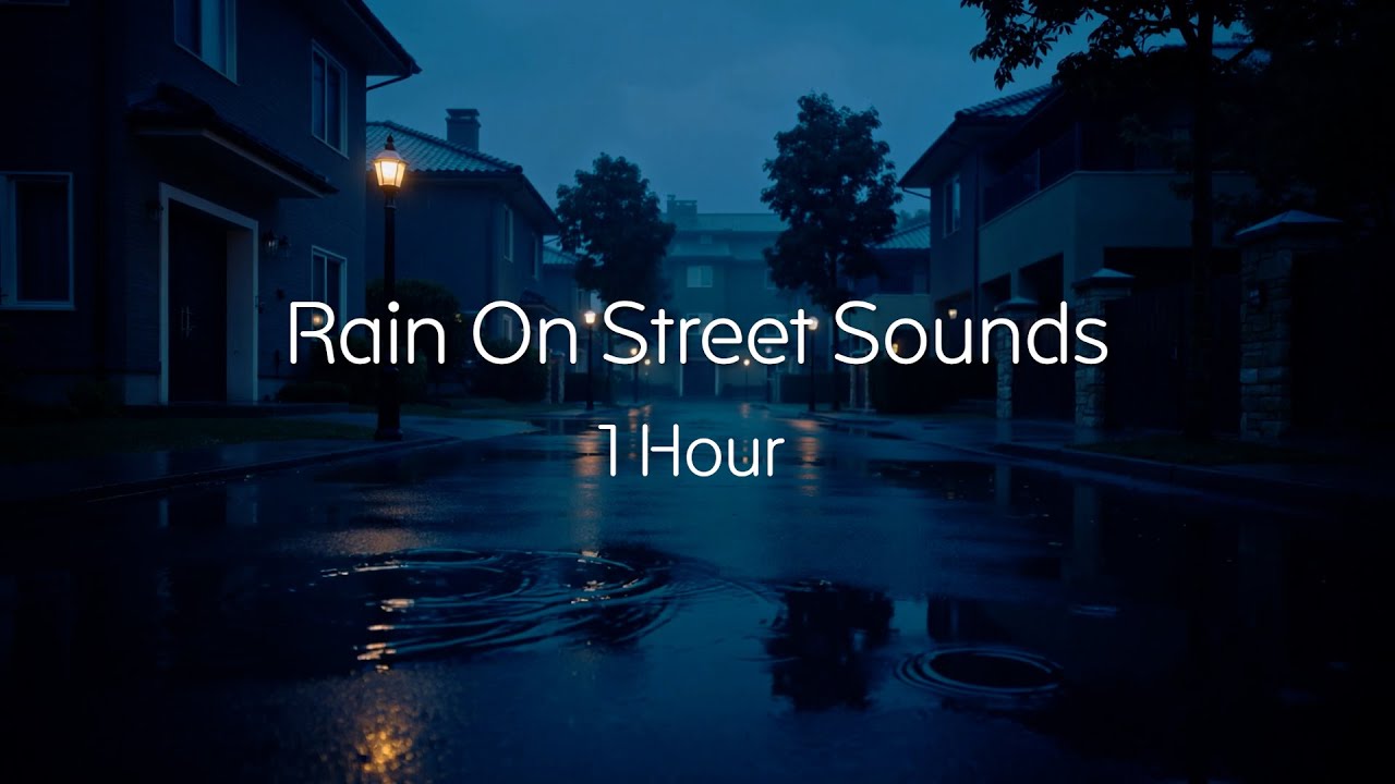 Rain on a Quiet Neighborhood Street • 1 Hour Night Ambience (No Music)