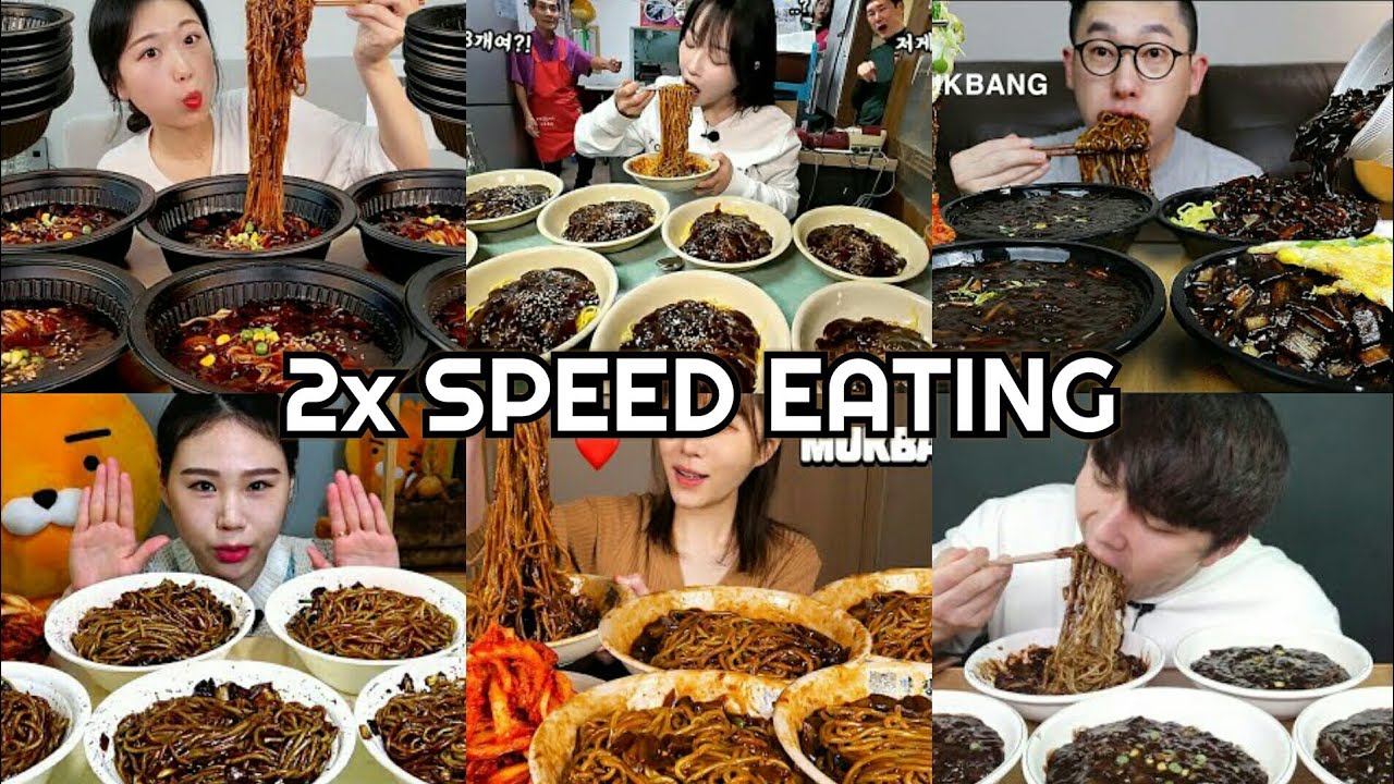 Black Bean Noodles Jajangmyeon Mukbang | ASMR 2x Speed Eating Show