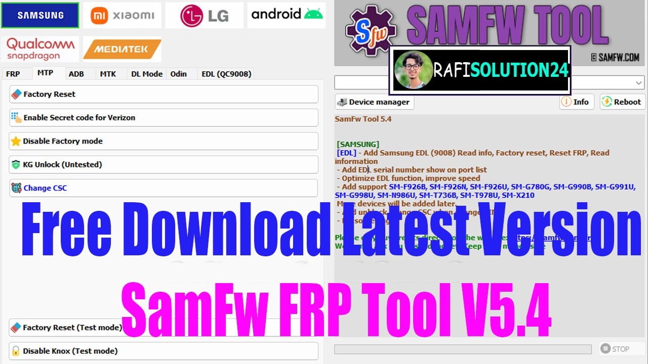 Free Download Latest Version SamFw FRP Tool V5.4