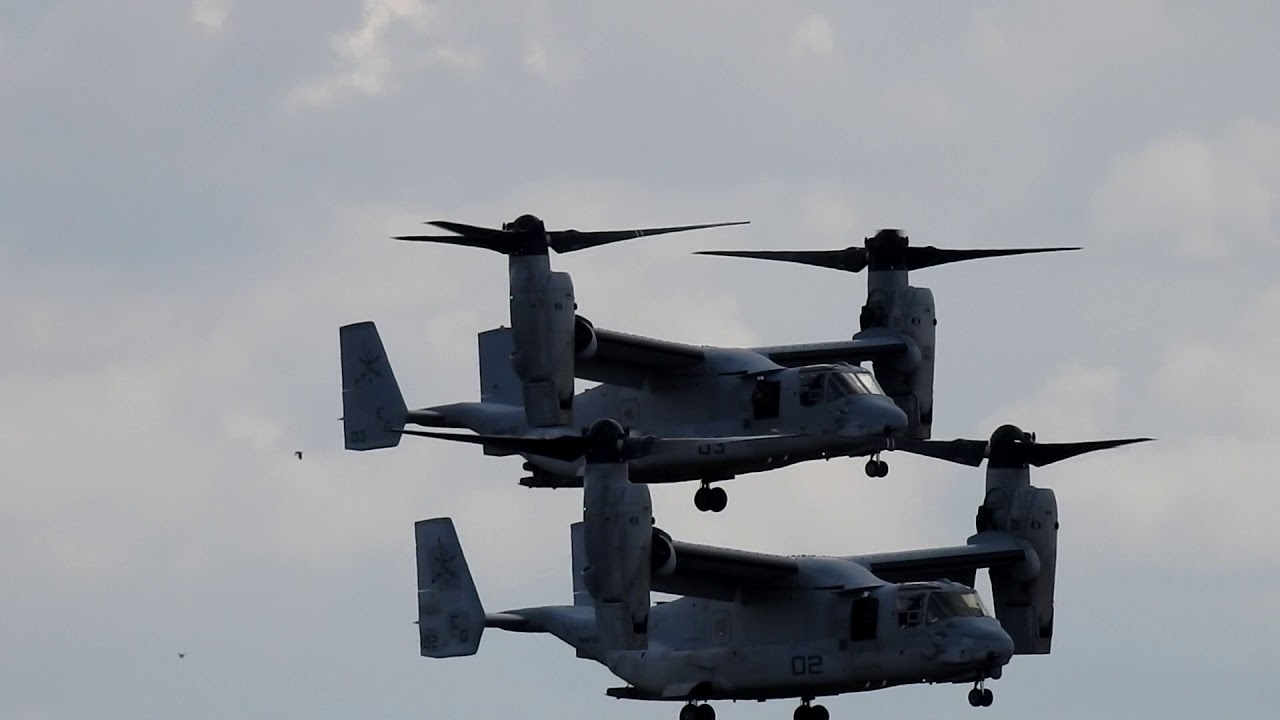 Two V-22 Osprey landing Lakenheath