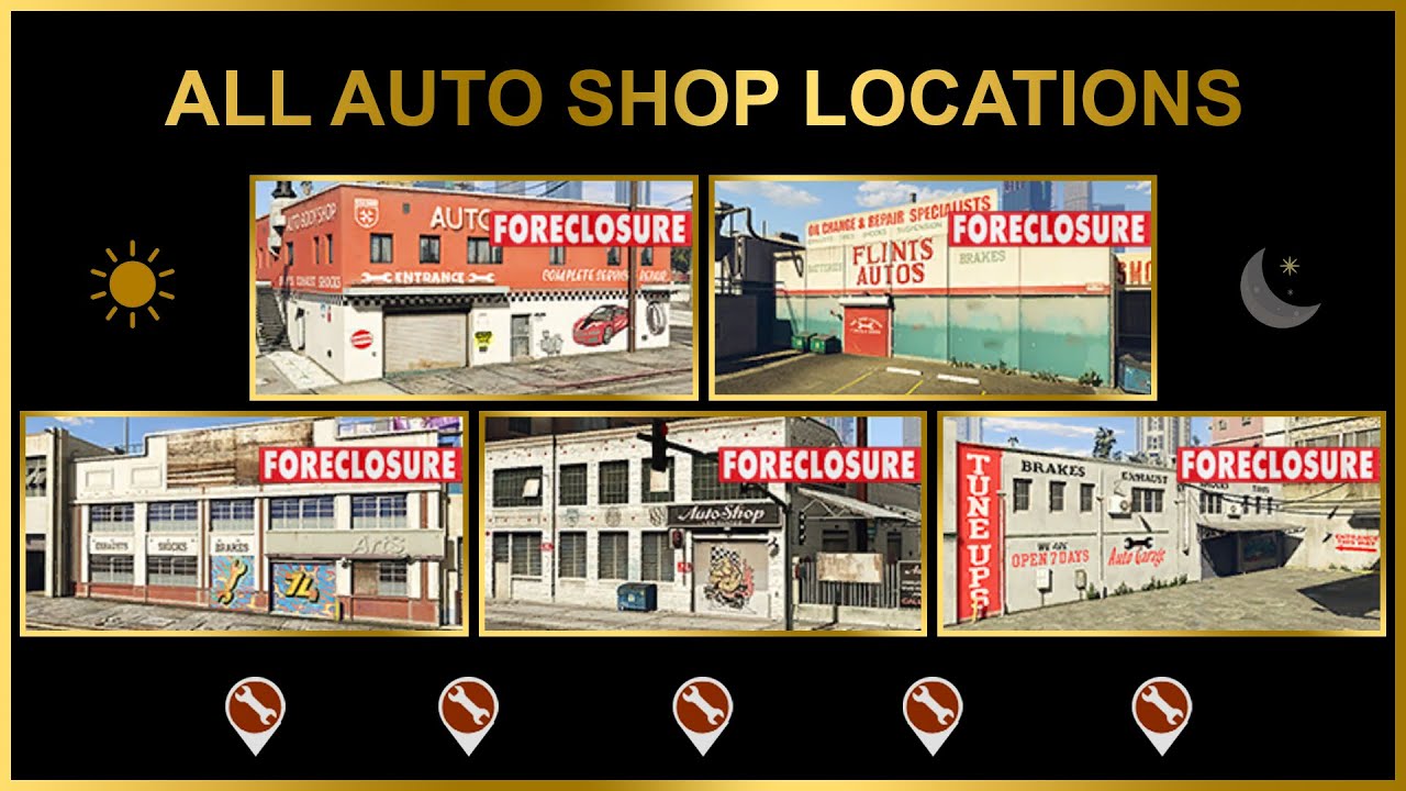 GTA 5 ONLINE - ALL AUTO SHOP LOCATIONS IN GTA ONLINE LOS SANTOS TUNERS