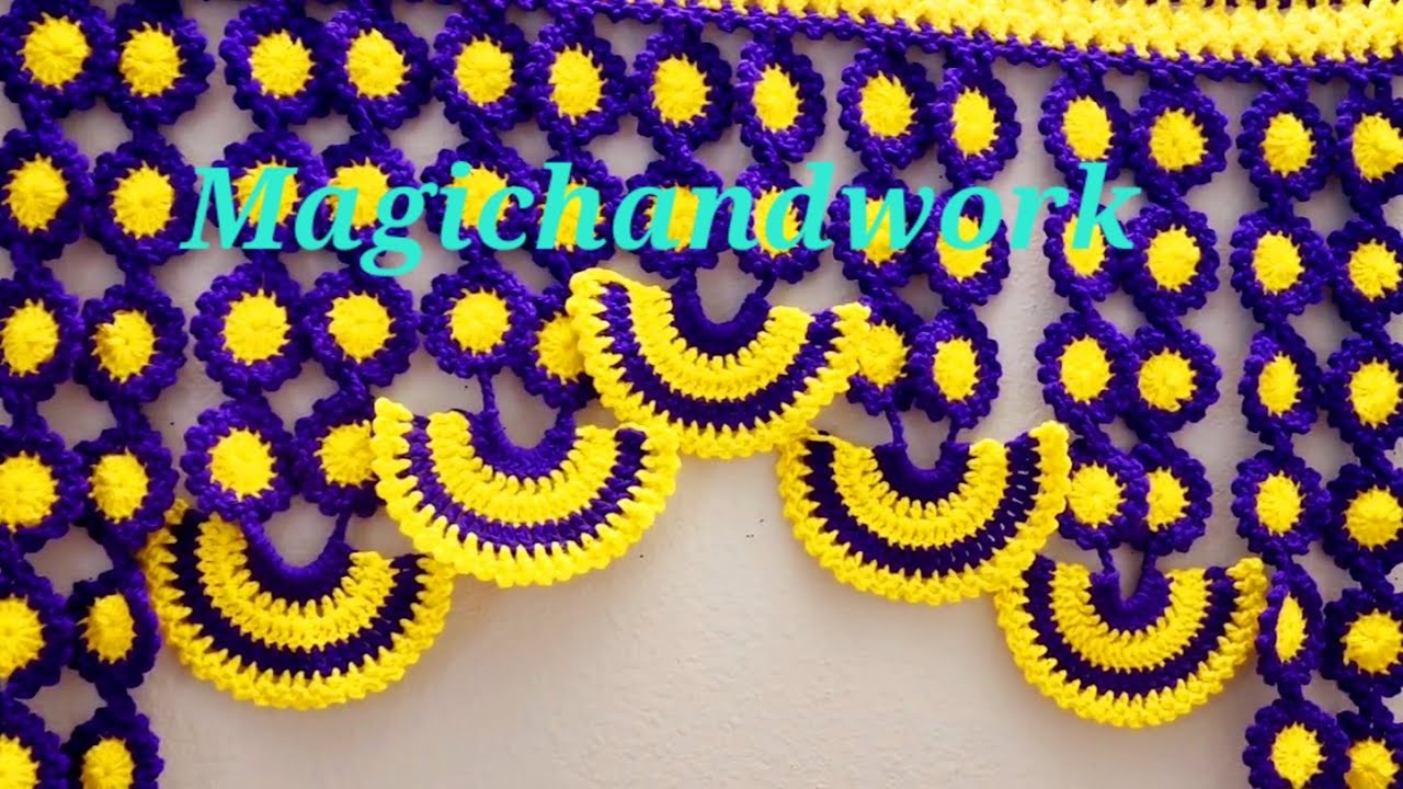 🌸 Crochet toran design, Backdrop design, Woolen Toran, Festival special  #crochet Gate ka Jhalar