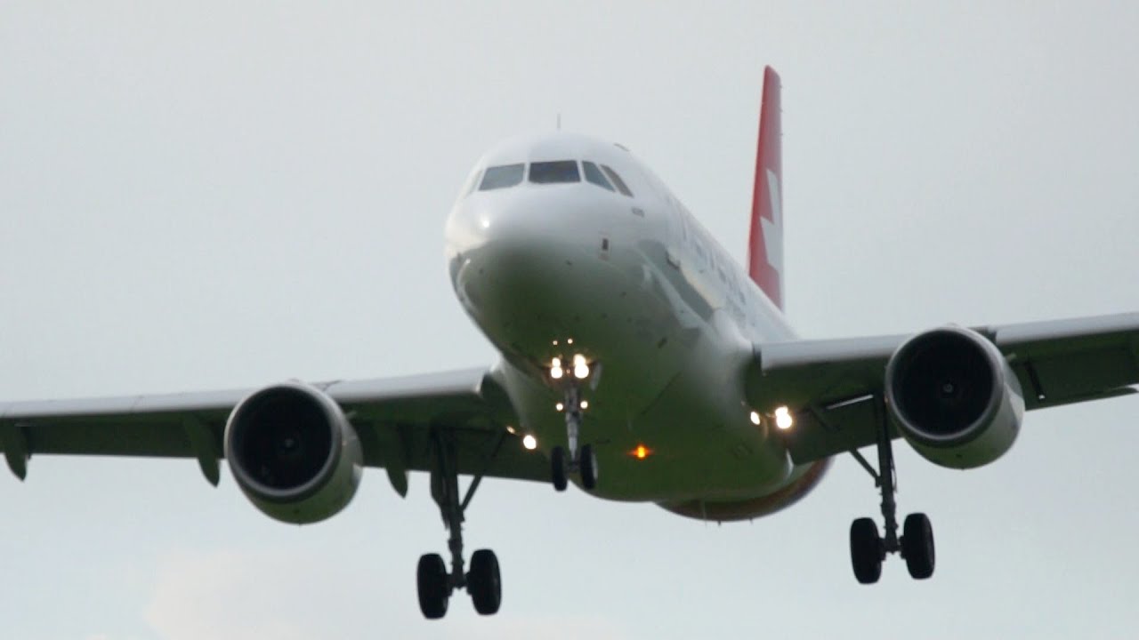 Helvetic Airways A319 Landing at Airport Bern-Belp - FIRST VISIT