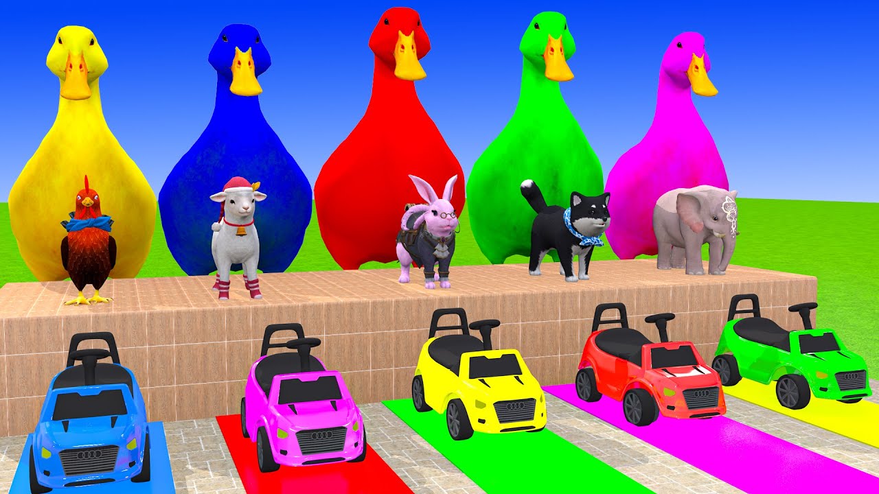 Long Slide Game With Cow Elephant Gorilla Hippopotamus Tiger 3d Animal Game Funny 3d Animals