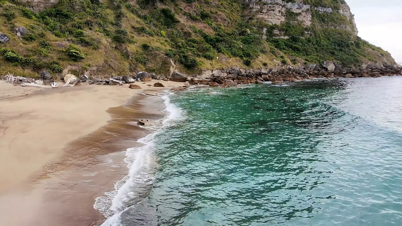 DJI Neo flight over Waipatiki Beach near Napier, New Zealand