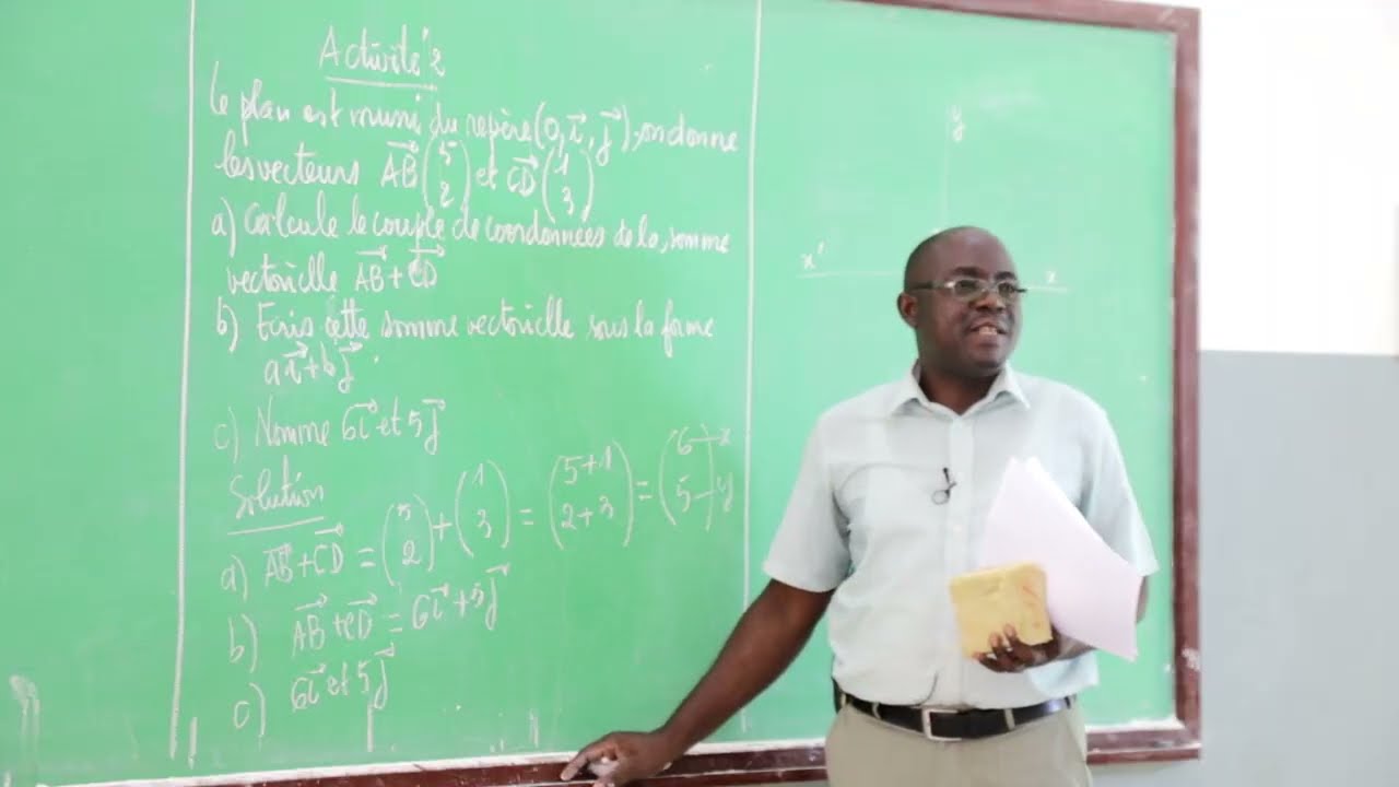Cours de Mathématiques : Composantes de la somme de deux vecteurs.    Niveau 3ème.