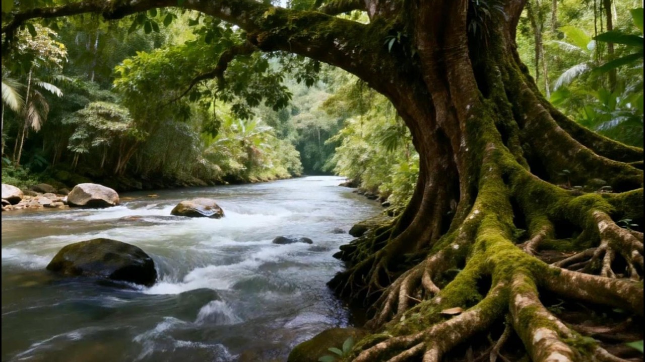 Rainforest Morning Mist River 🌫️ | Peaceful Nature Sounds for Meditation & Yoga