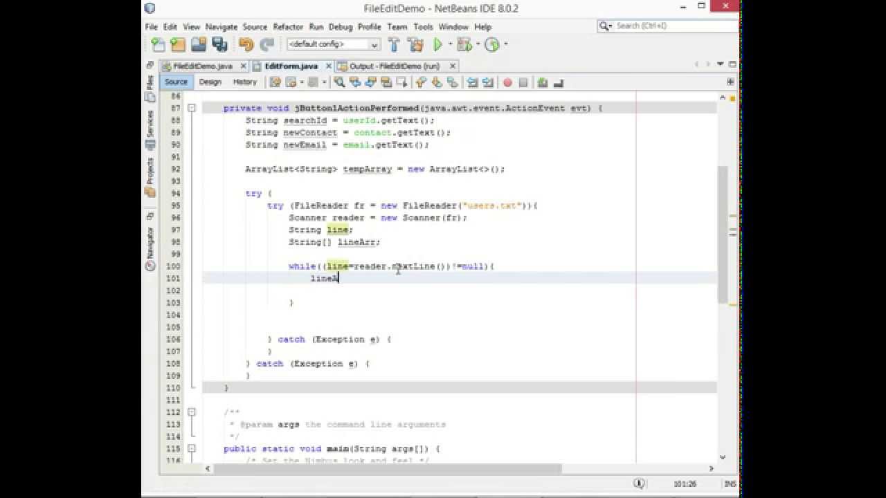 Edit text files in Java