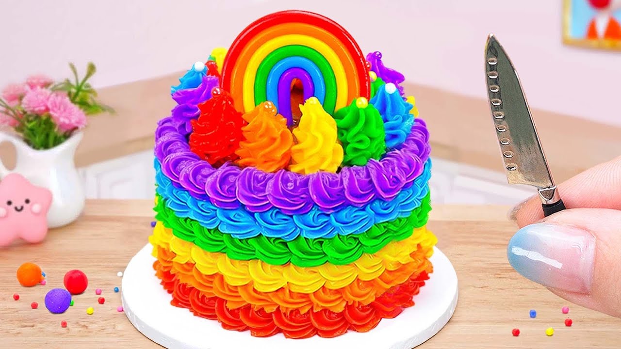 Beautiful Miniature Rainbow Chocolate Cake 🍰 Mini Rainbow Chocolate Cake ASMR Relaxing ✨