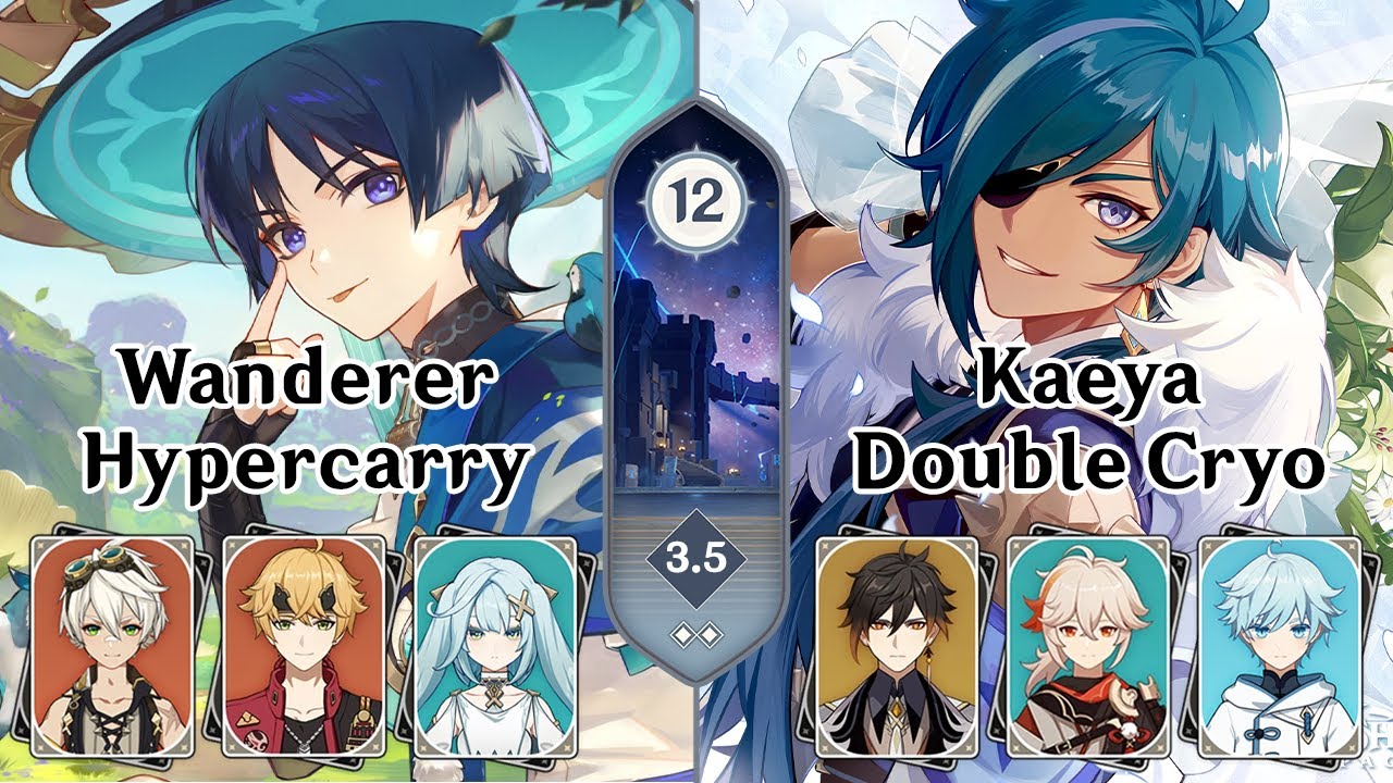 3.5 Spiral Abyss Floor 12 9* (Perfect Clear) Wanderer Hypercarry (Double Pyro) + Kaeya Double Cryo