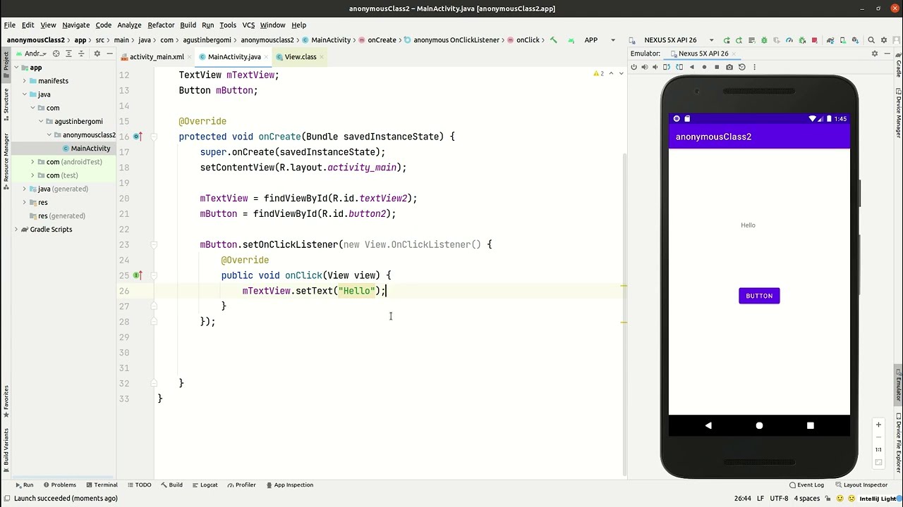 Anonymous Class in Java using Android Studio - Lesson for begginers