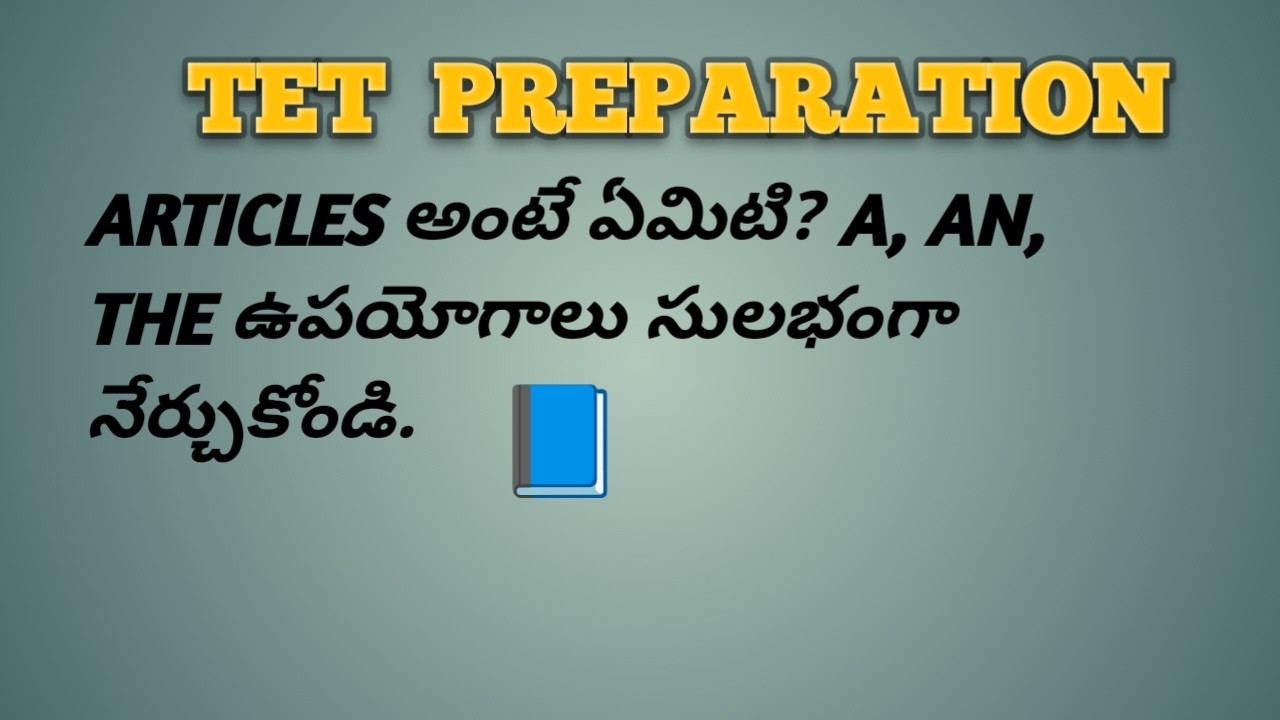 English Grammar Articles | TET Video class | @CareerExamMaster