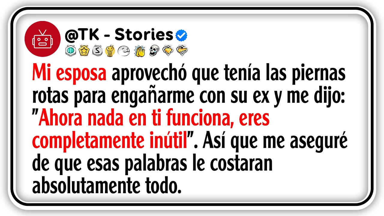 Mi esposa aprovechó que tenía las piernas rotas para engañarme con su ex y me dijo: 