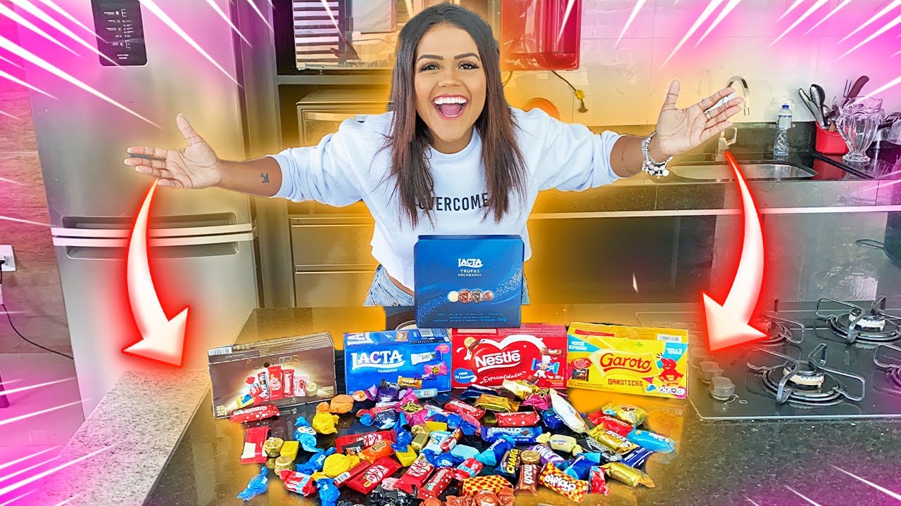 FIZ UM SUPER BRIGADEIRO COM TODAS AS CAIXAS DE BOMBOM DO SUPERMERCADO !!!