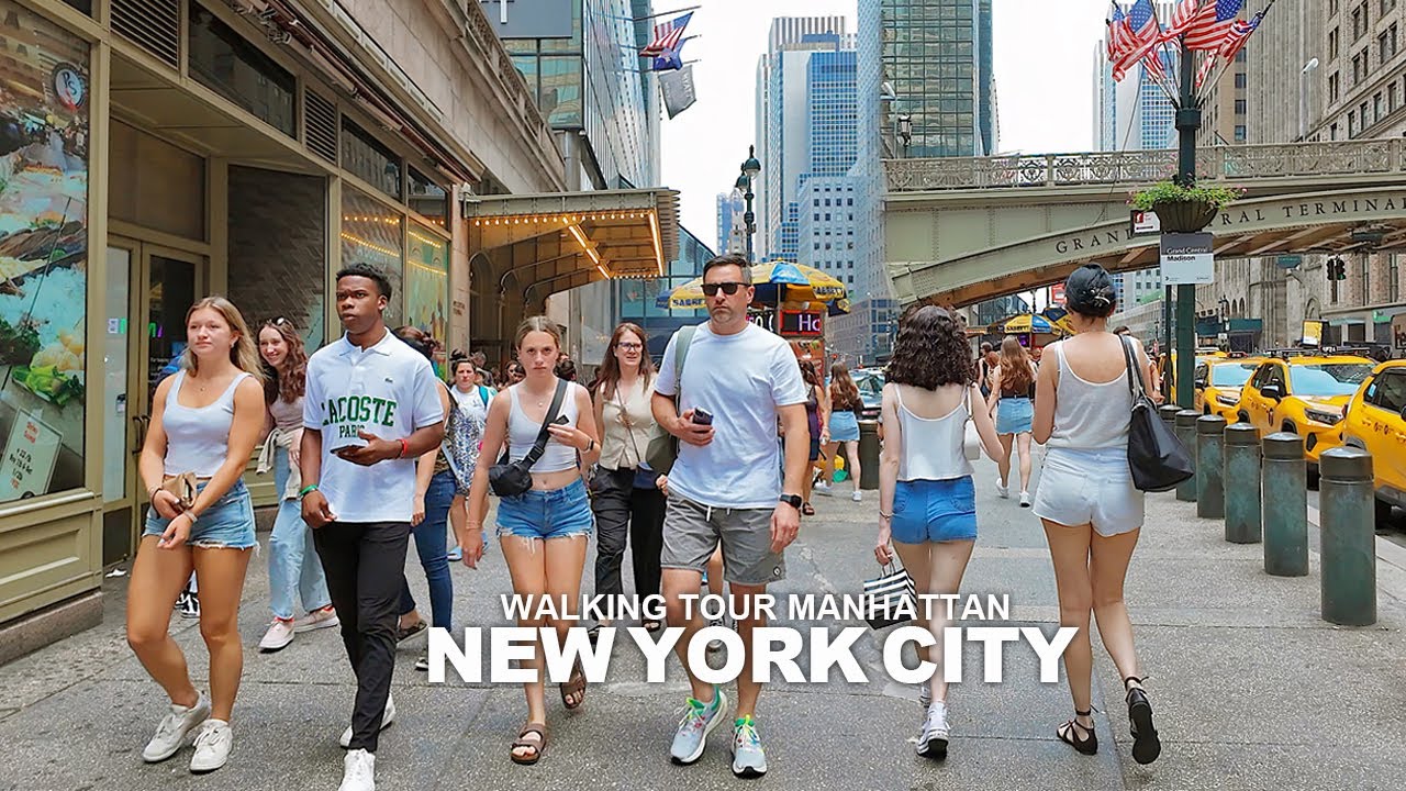 New York Manhattan Summer Walk Broadway, 6th Avenue, 42nd Street, Lexington, 57th Street, 5th Avenue